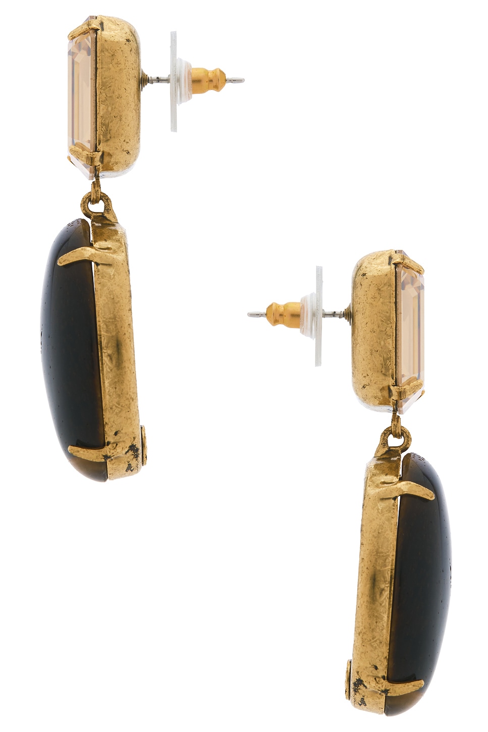 Jennifer Behr Xiomara Crystal-embellished Gold-plated Earrings In Brown