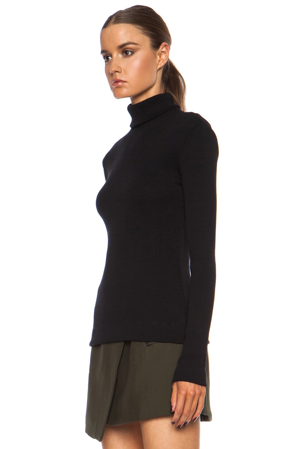 Josh Goot Rib Turtleneck Wool Sweater in Black | FWRD