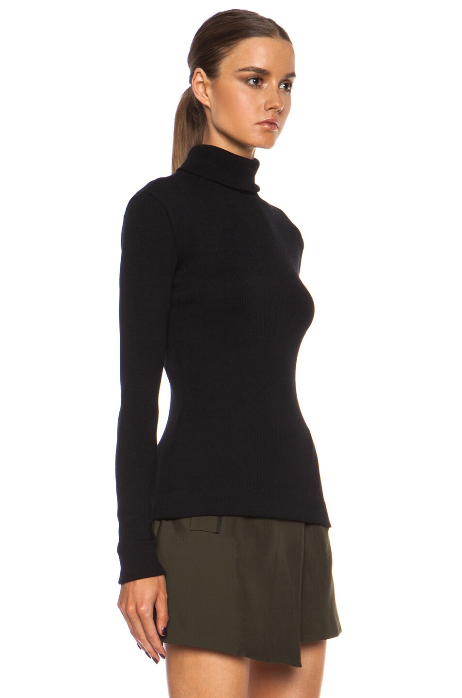 Josh Goot Rib Turtleneck Wool Sweater in Black | FWRD