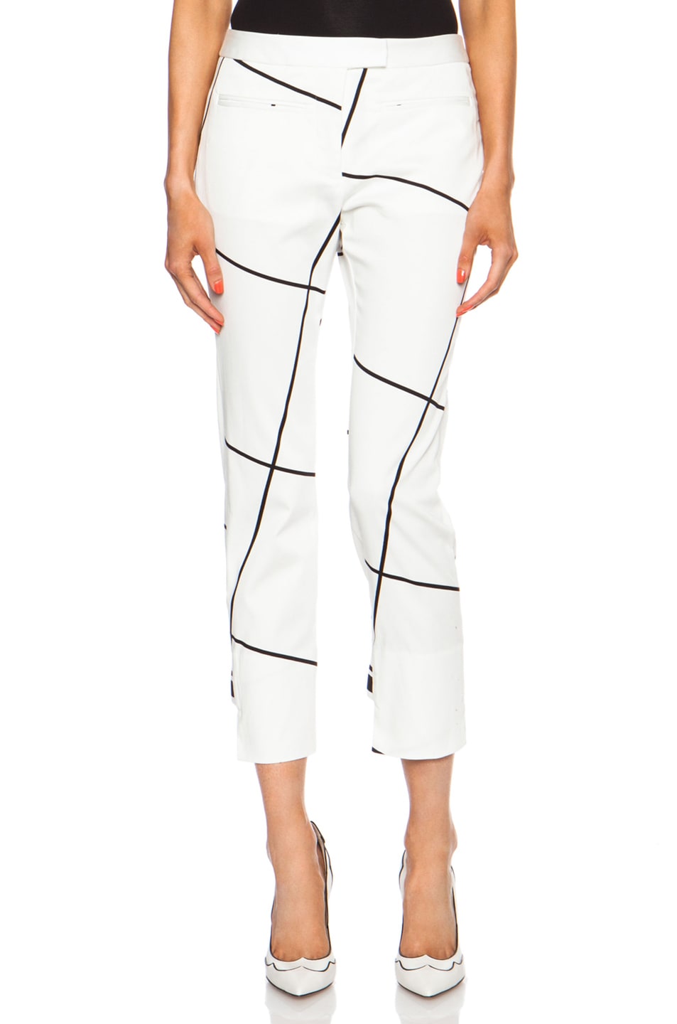 Image 1 of Josh Goot Stepped Slim Cotton-Blend Trousers in White