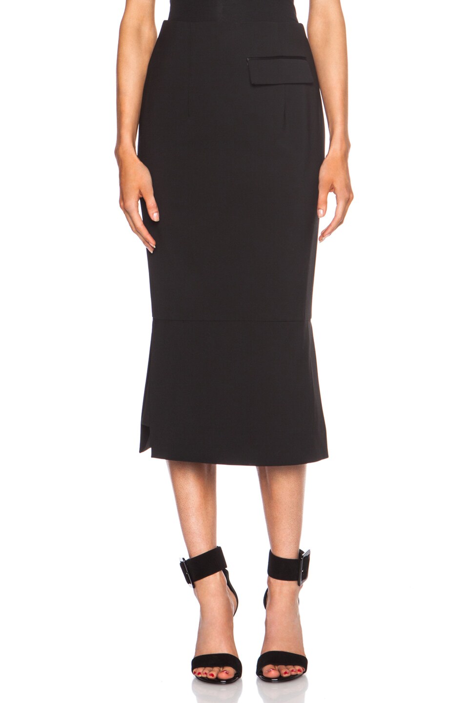 Image 1 of Josh Goot Long Line Viscose-Blend Skirt in Black