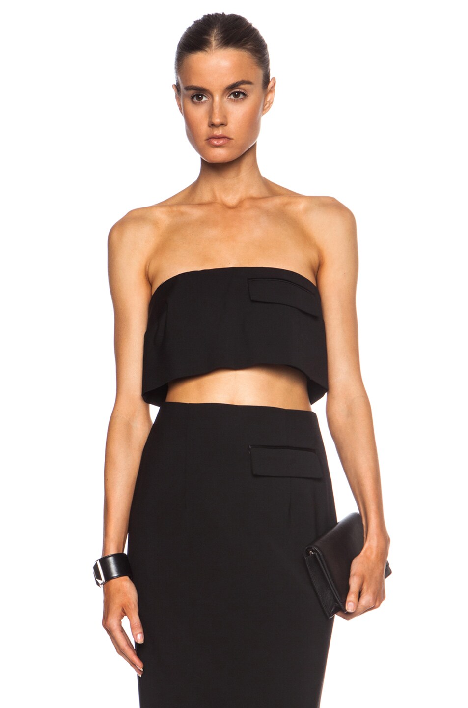 Image 1 of Josh Goot Cropped Strapless Viscose-Blend Top in Black
