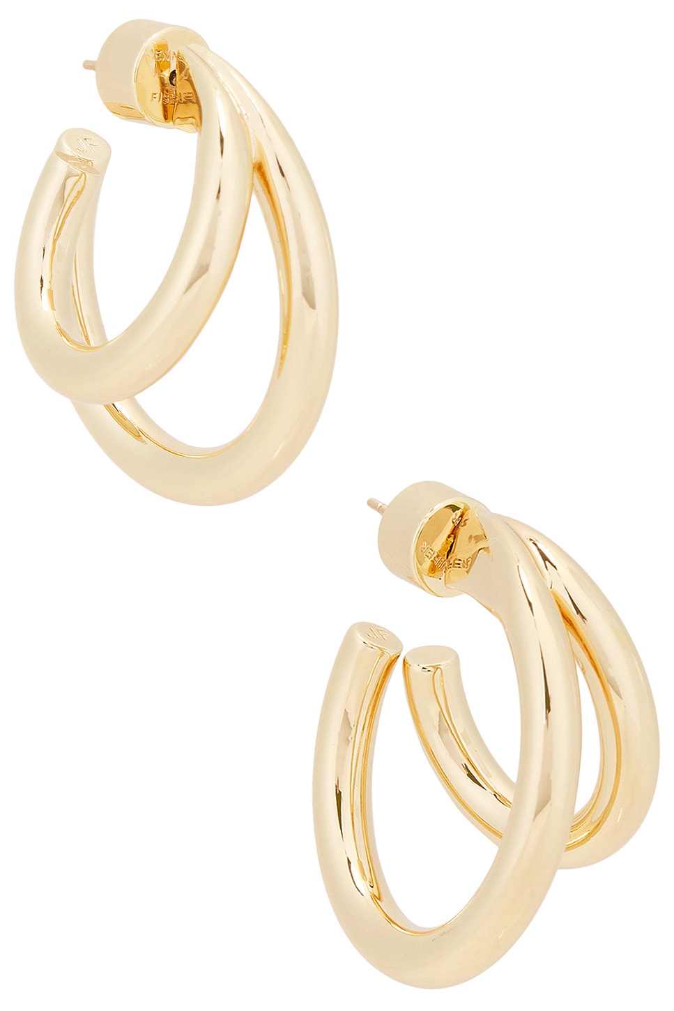 Double Lilly Mini Hoop Earrings in Metallic Gold