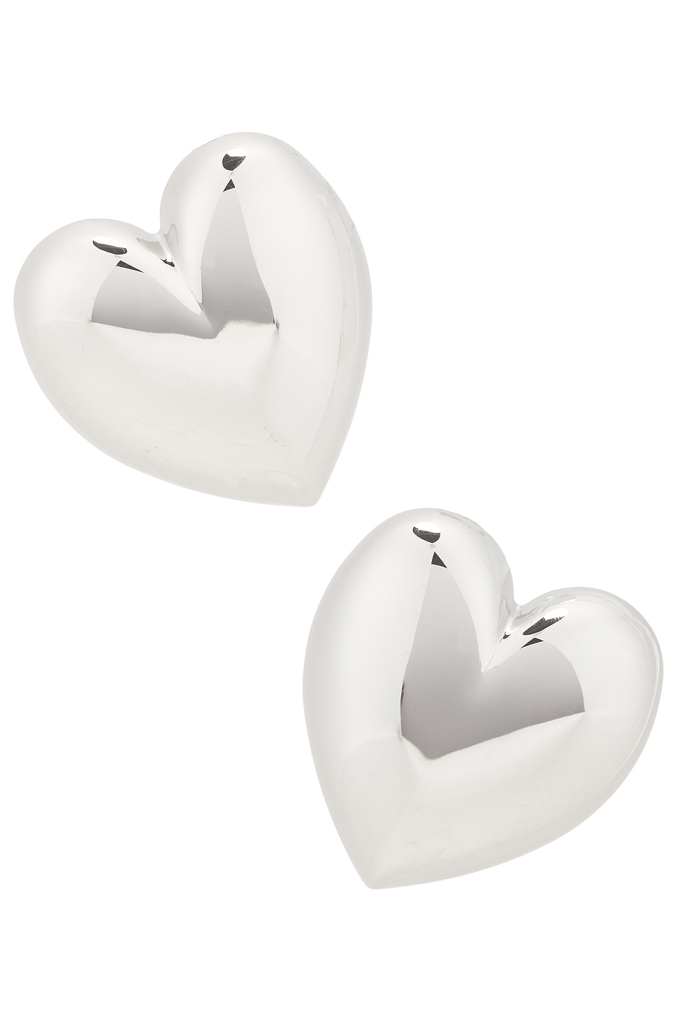 Puffy Heart Earrings in Metallic Silver