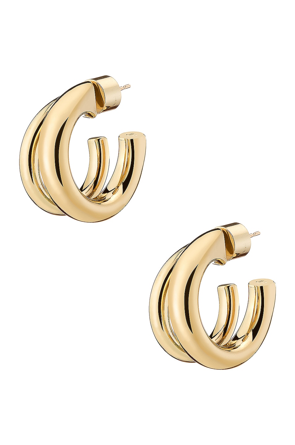 Image 1 of Jennifer Fisher Double Natasha Lilly Huggie Earrings in 10k Yellow Gold Plated Brass