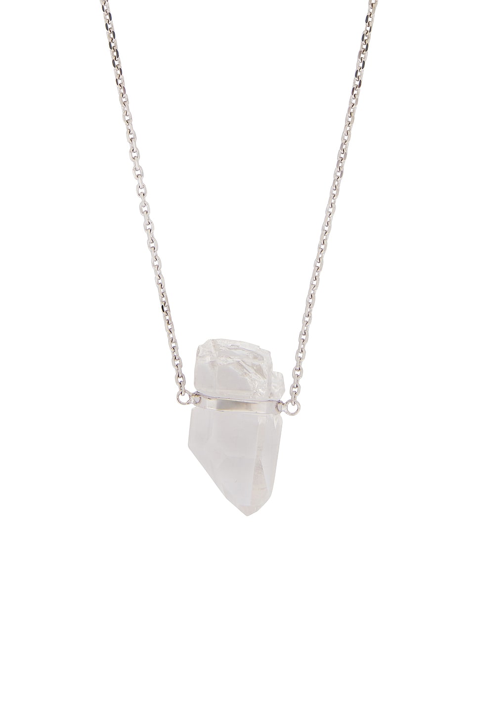 Shop Jia Jia Large Crystal Quartz Gold Bar Necklace In White Gold