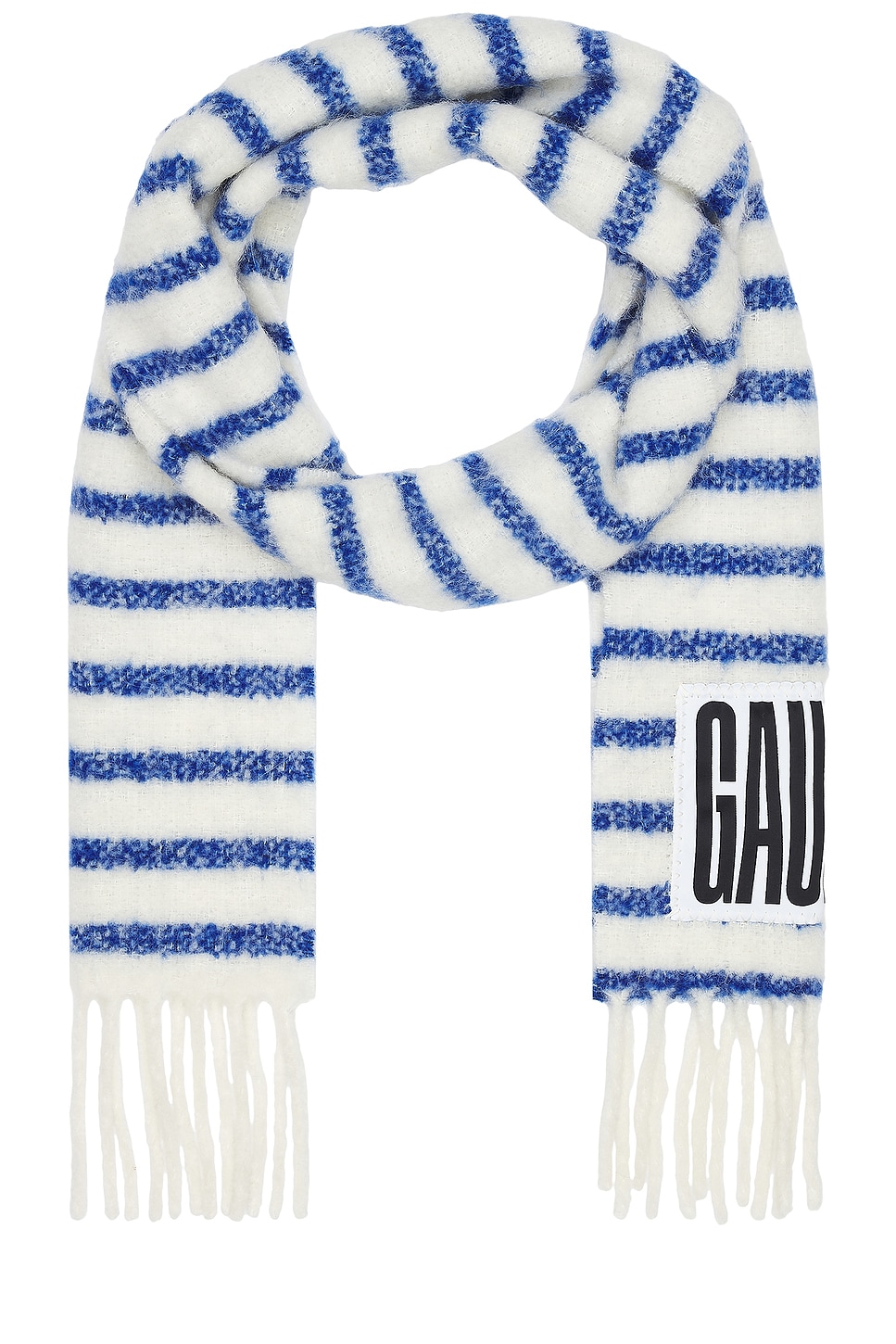 Shop Jean Paul Gaultier Mariniere Scarf In White & Blue