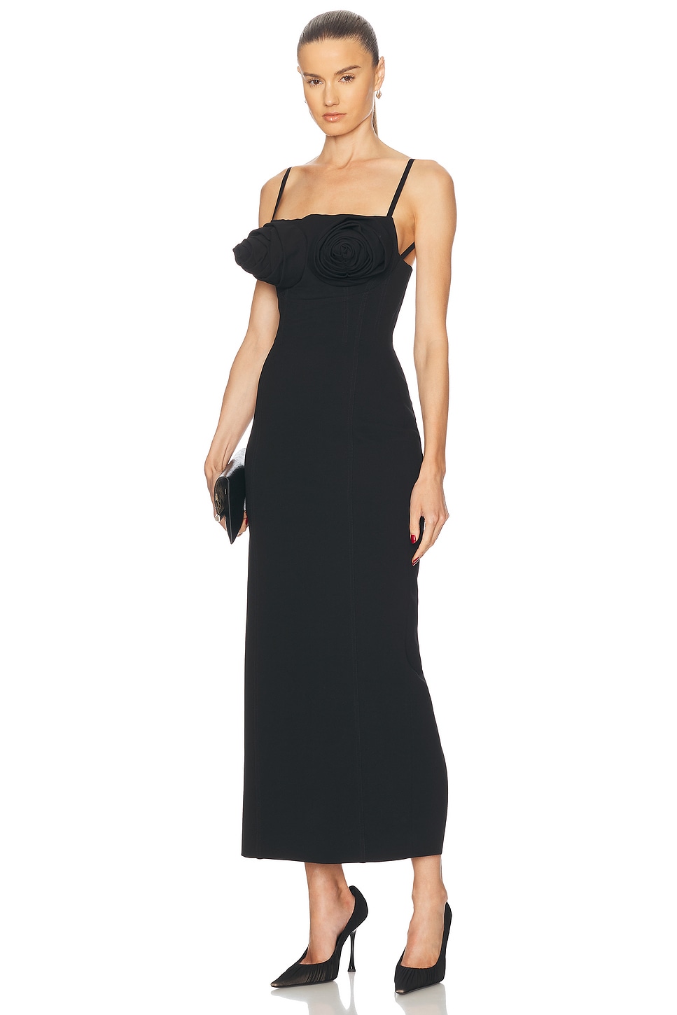 Conic Cup Long Dress in Black