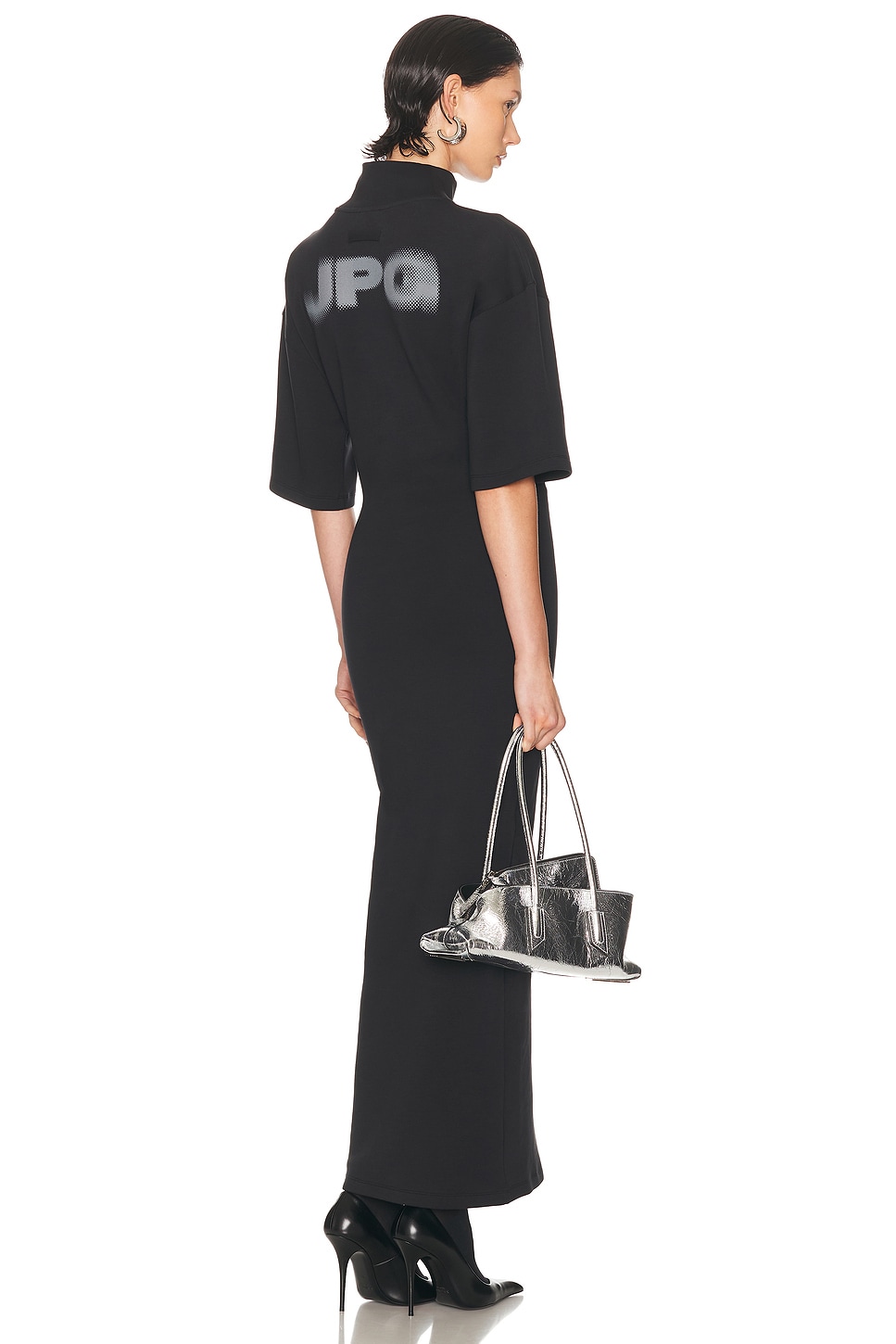 Image 1 of Jean Paul Gaultier High Neck Long Dress in Dark Grey