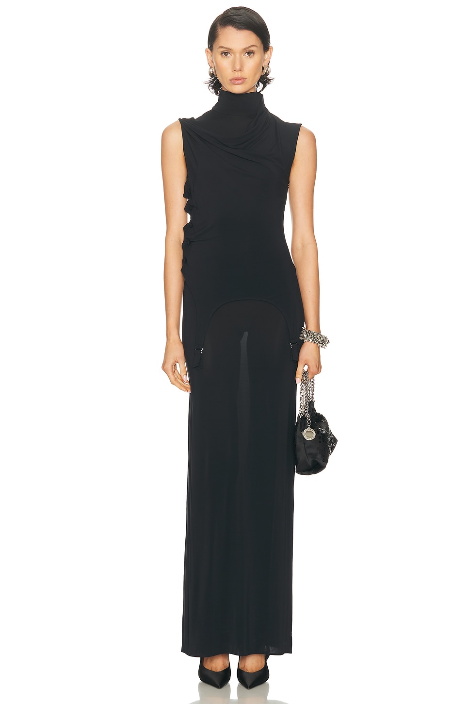 Jean Paul Gaultier Lingerie Garter Long Dress In Black
