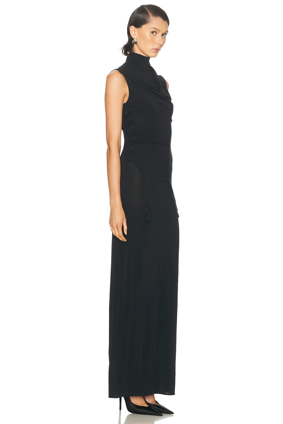 Jean Paul Gaultier Lingerie Garter Long Dress In Black