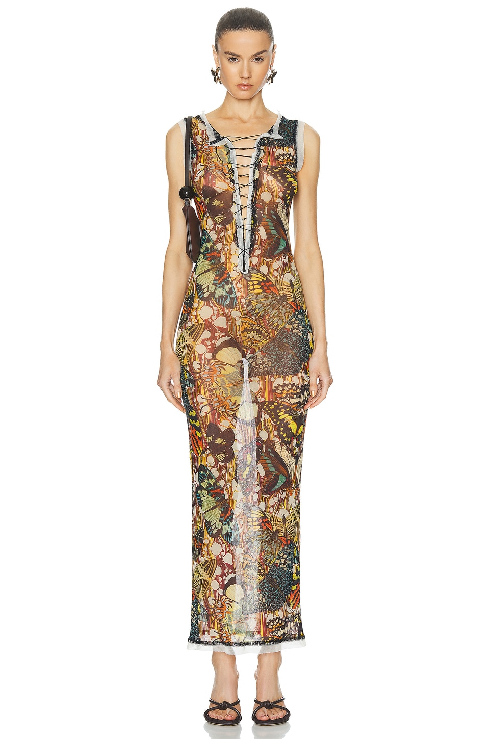Papillon Mesh Lacing Detail Dress Jean Paul Gaultier $586 