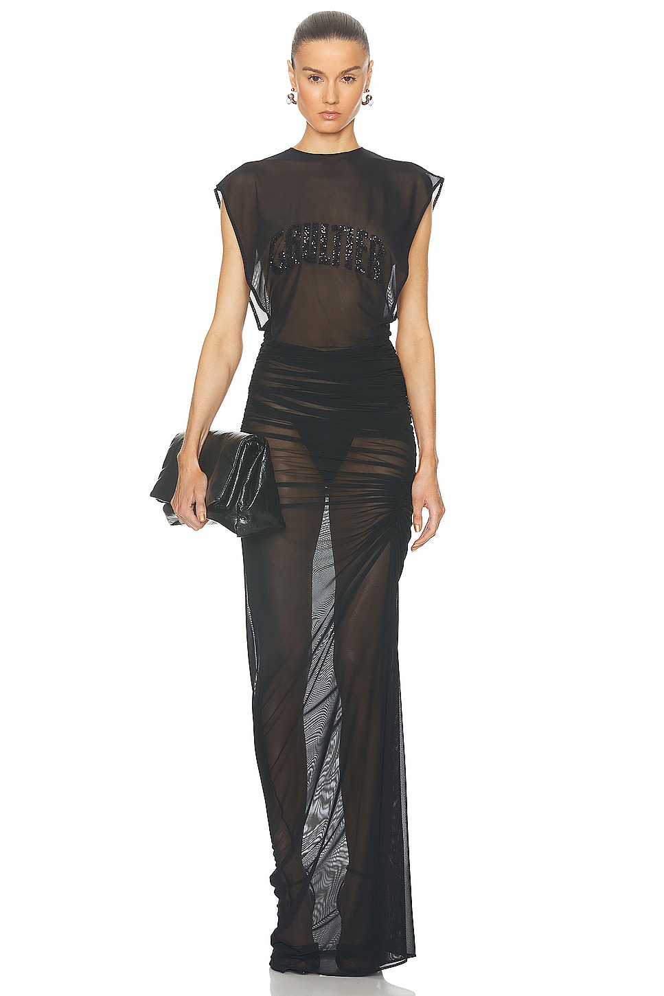 Image 1 of Jean Paul Gaultier Sequins Gaultier Mesh Long Dress in Black