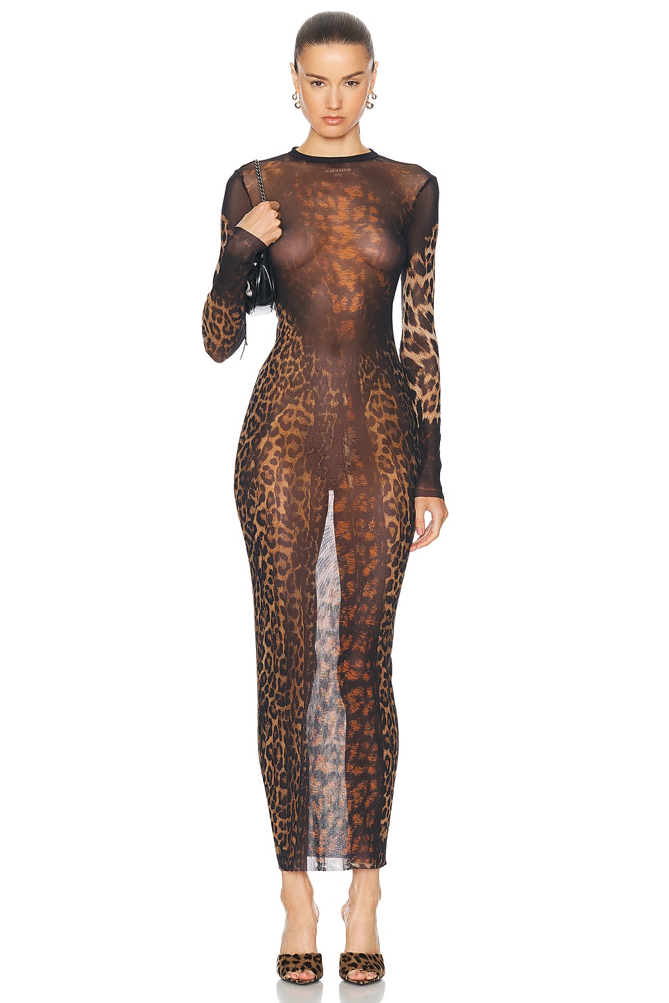 Image 1 of Jean Paul Gaultier Leopard Long Dress in Beige, Brown, Dark Brown, & Black