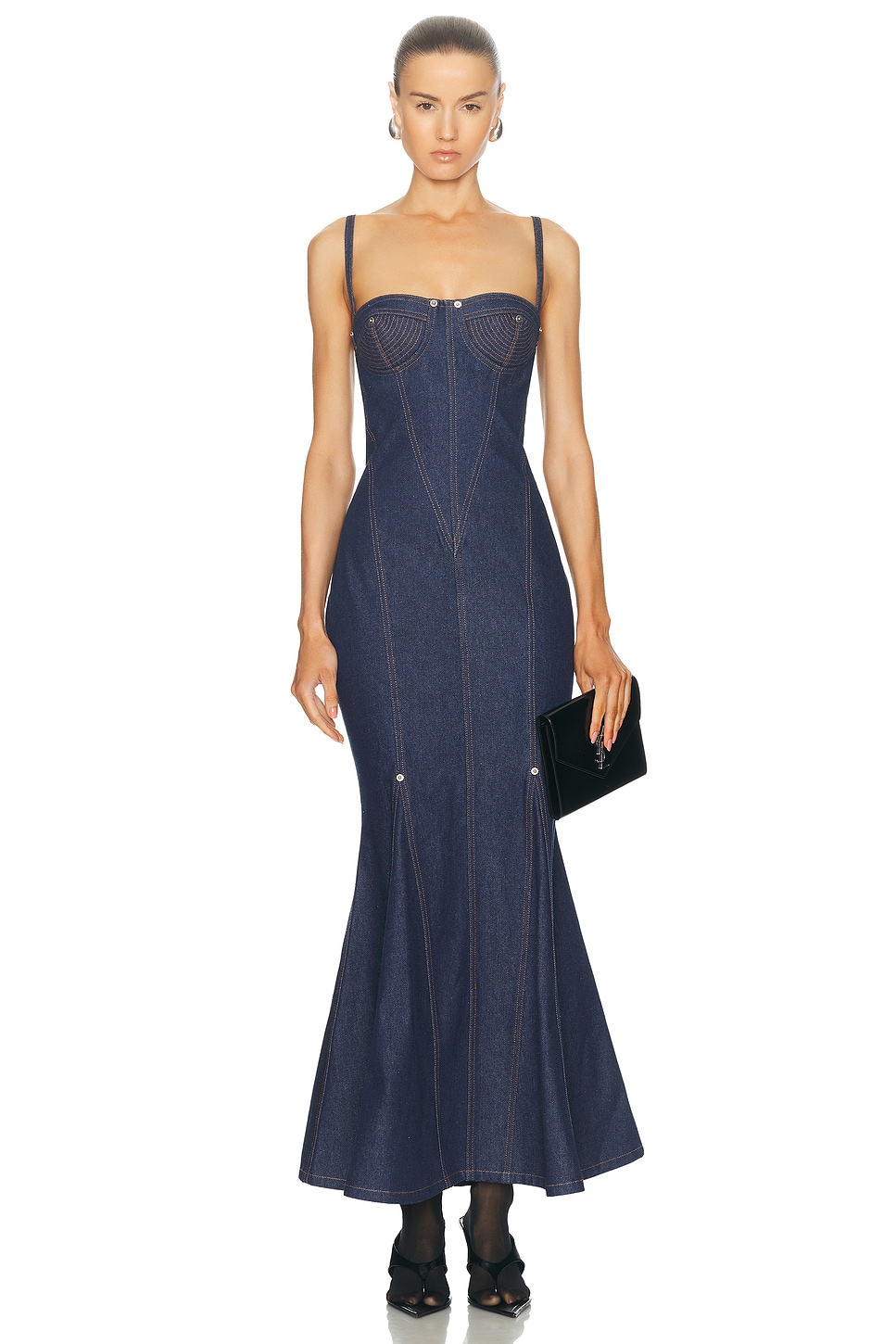 Shop Jean Paul Gaultier Mermaid Denim Dress In Indigo