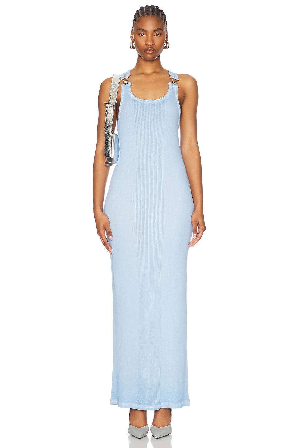 Overall Clip Long Dress in Blue