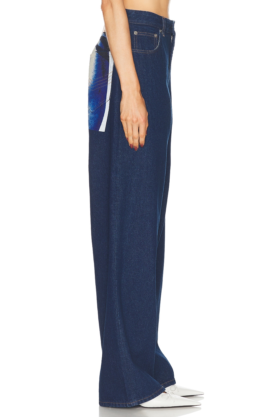 Jean Paul Gaultier Body Mariniere Denim Printed Straight Leg Jeans