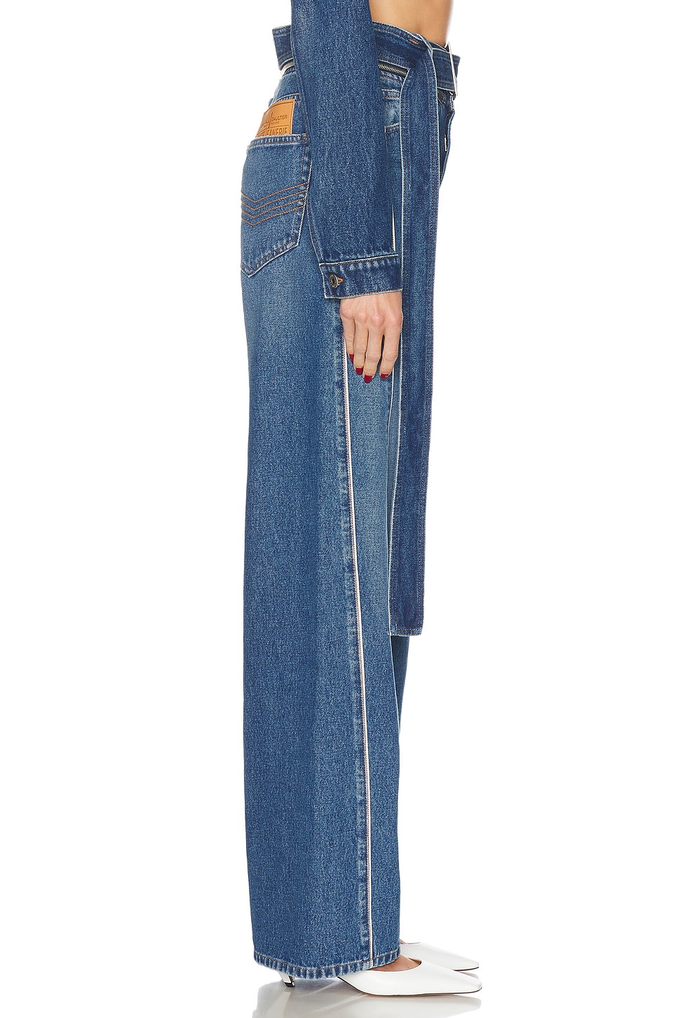 Jean Paul Gaultier Zip Belt Selvege Detail Wide Leg Jeans