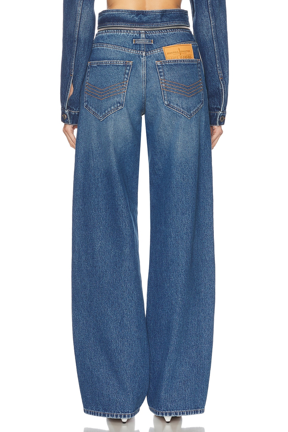 Jean Paul Gaultier Zip Belt Selvege Detail Wide Leg Jeans
