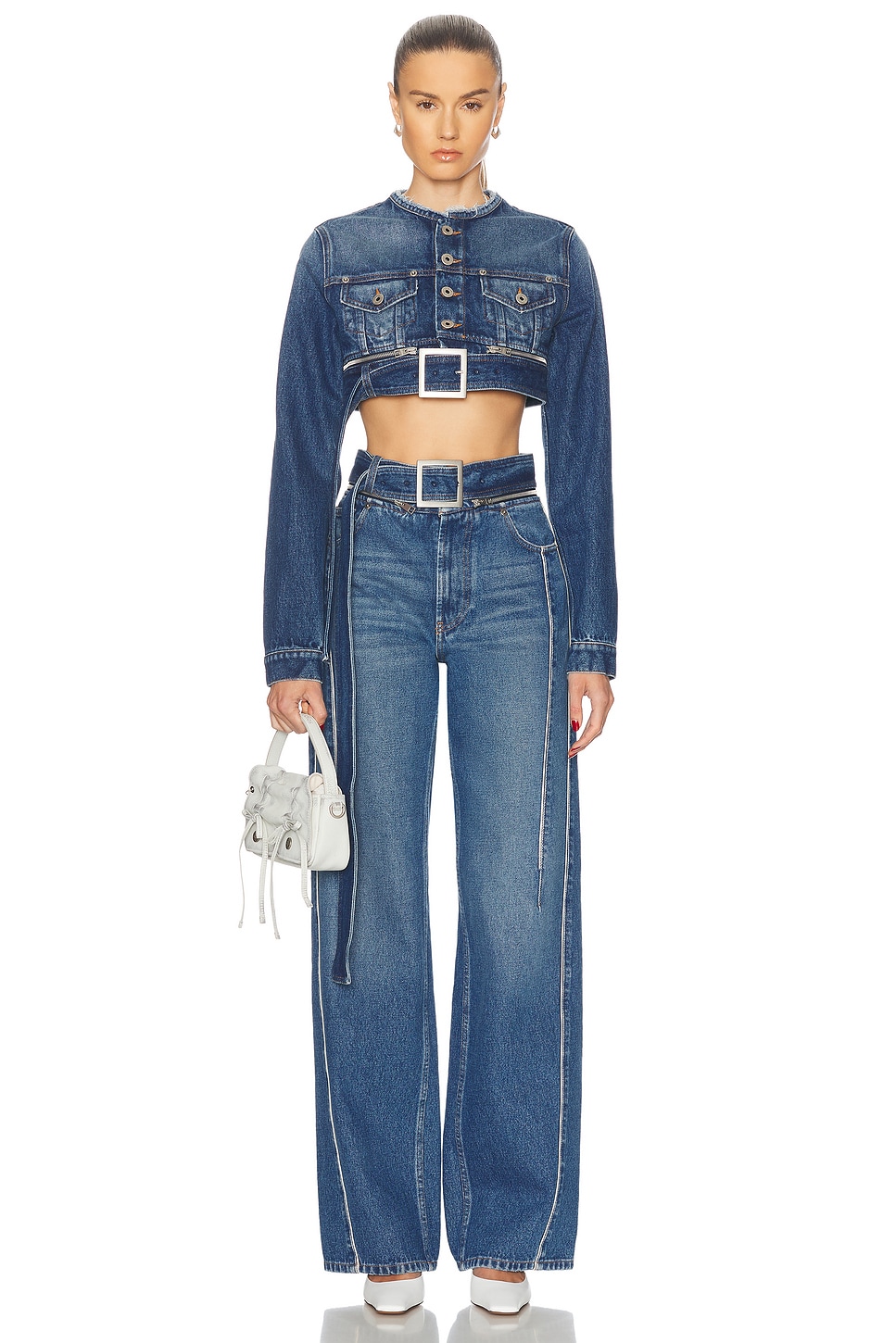 Jean Paul Gaultier Zip Belt Selvege Detail Wide Leg Jeans