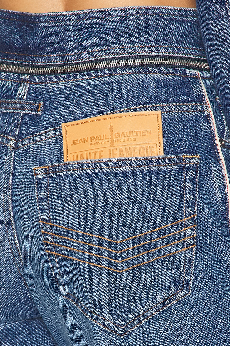 Jean Paul Gaultier Zip Belt Selvege Detail Wide Leg Jeans
