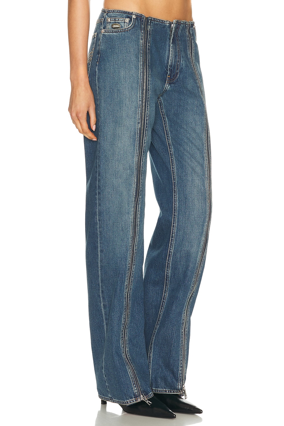Jean Paul Gaultier Front Zipped Denim Trouser In Blue