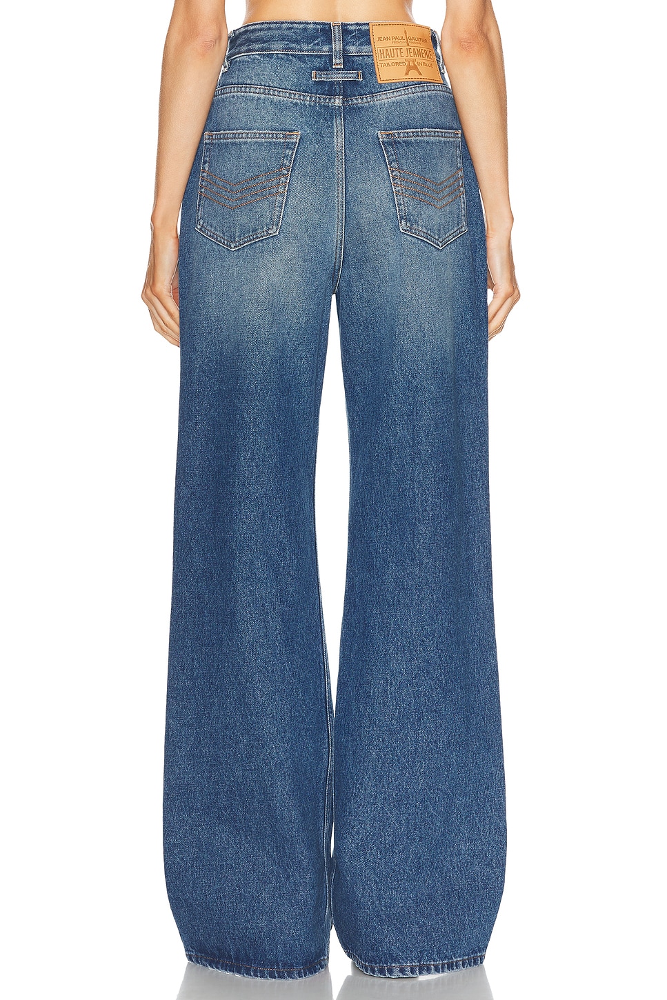 Jean Paul Gaultier One Leg Button Detail Wide Leg Jeans thumbnail