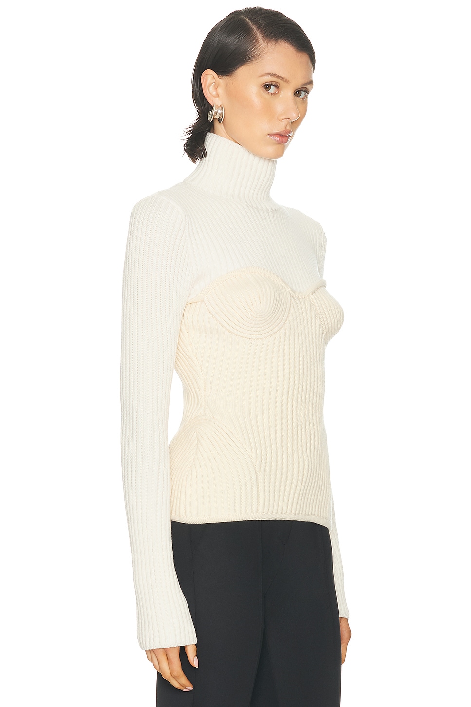 Jean Paul Gaultier High Neck Sweater In White