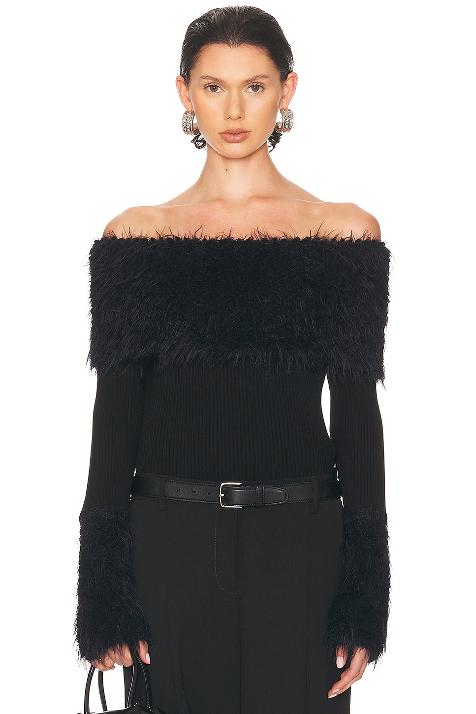 Image 1 of Jean Paul Gaultier Ribbed Hairy Sweater in Black