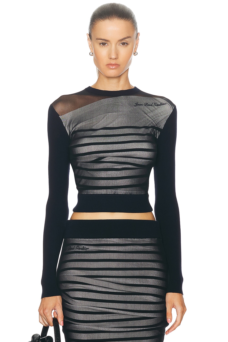 Shop Jean Paul Gaultier Mariniere Ribbed Pullover In Navy  White  & Black