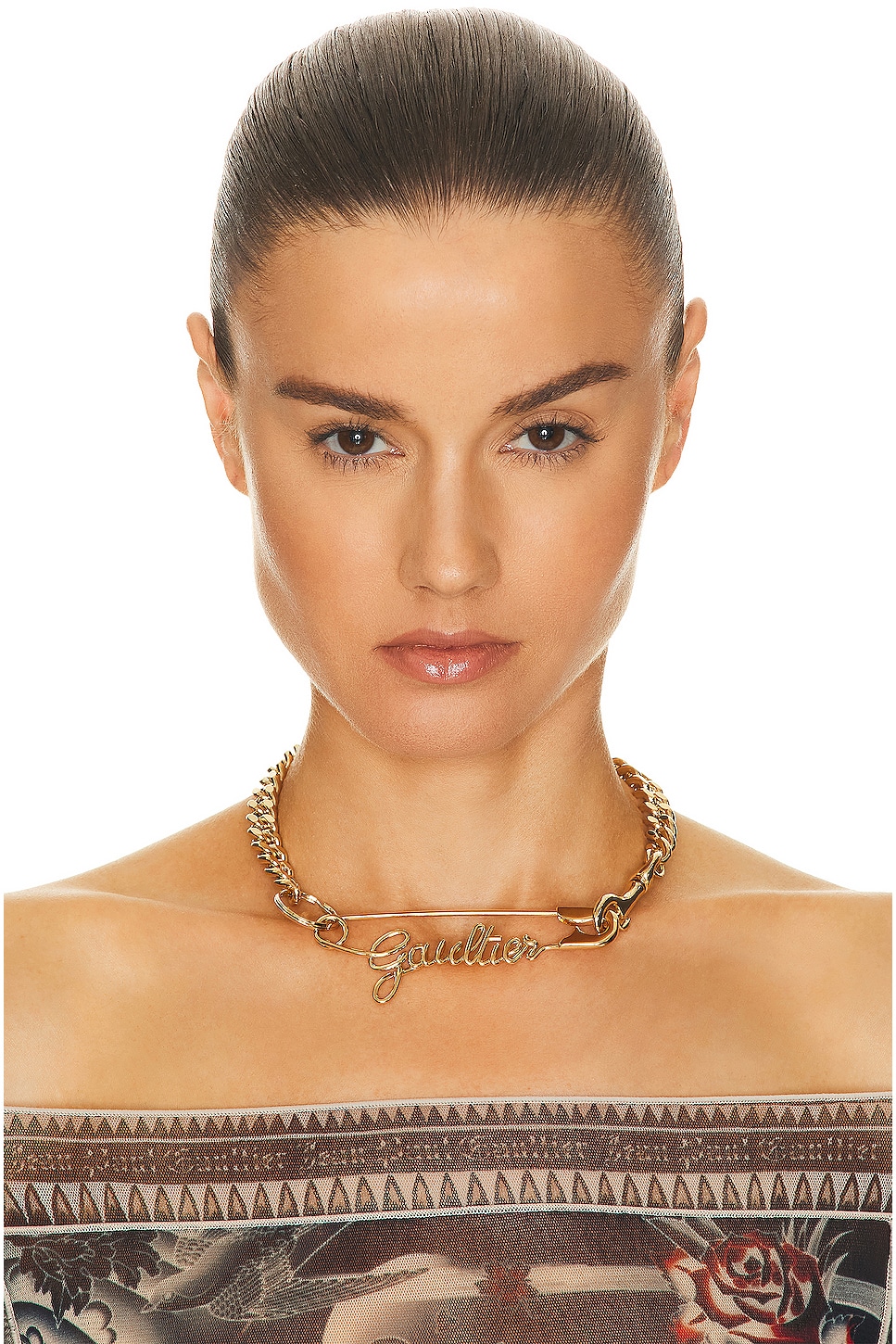Image 1 of Jean Paul Gaultier Safety Pin Necklace in Gold