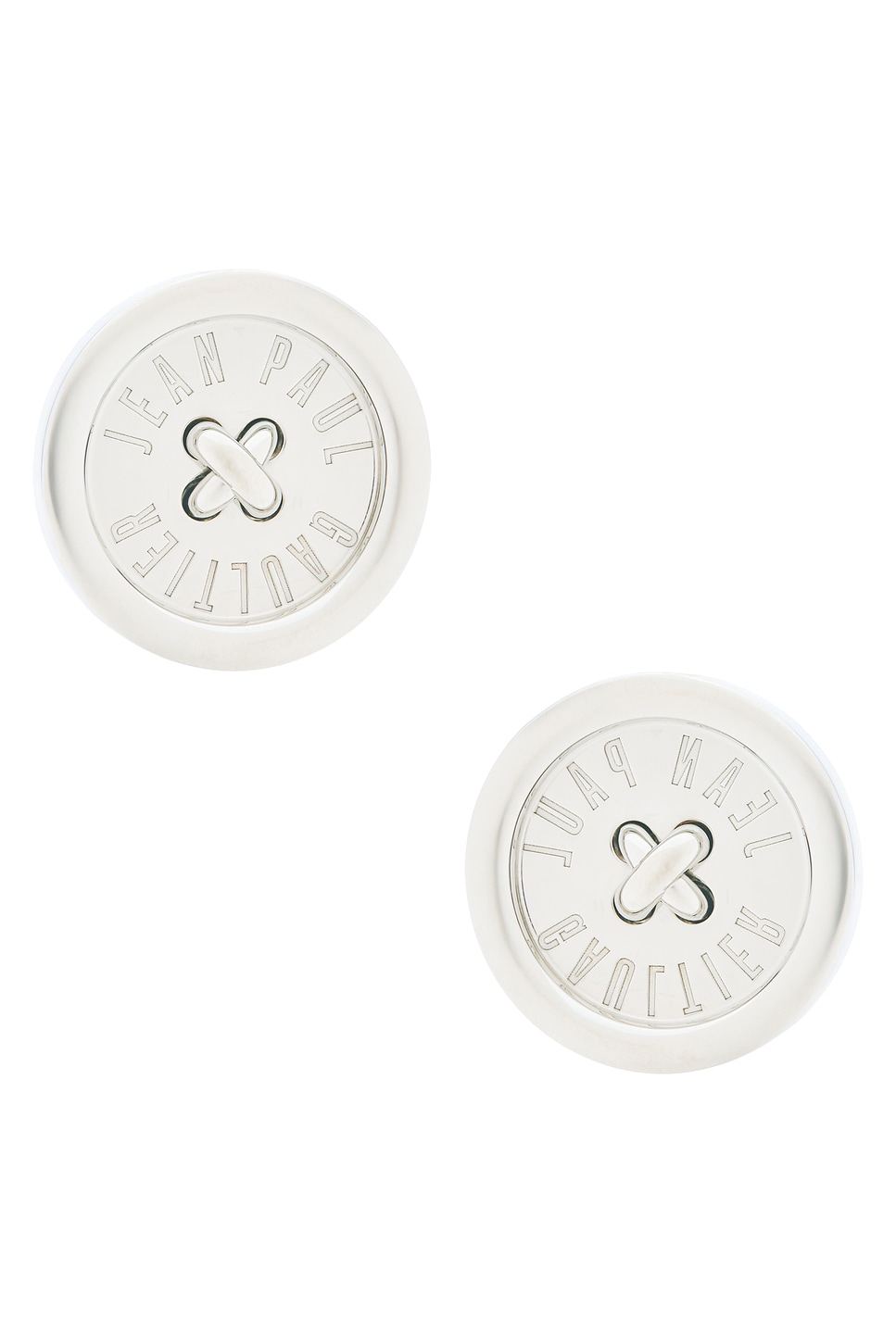 Image 1 of Jean Paul Gaultier Button Earrings in Silver