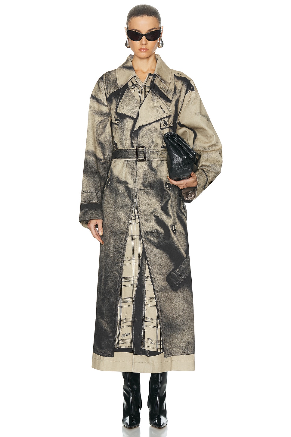 Image 1 of Jean Paul Gaultier Trench Trompe L'oeil Oversize Trench Coat in Sand & Black