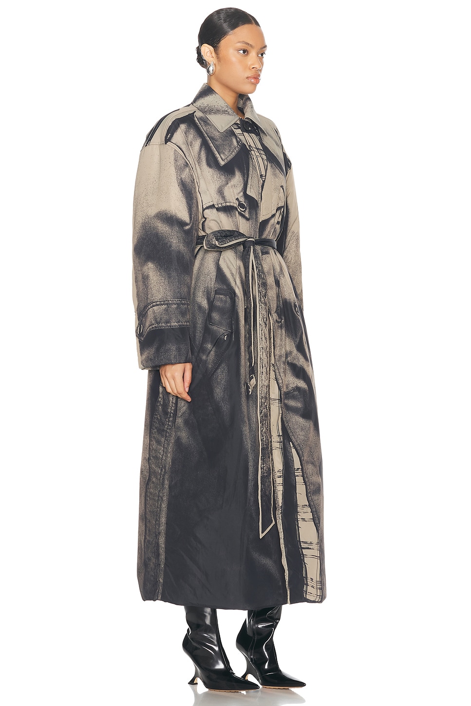 Shop Jean Paul Gaultier Nylon Padded Trench In Beige & Black