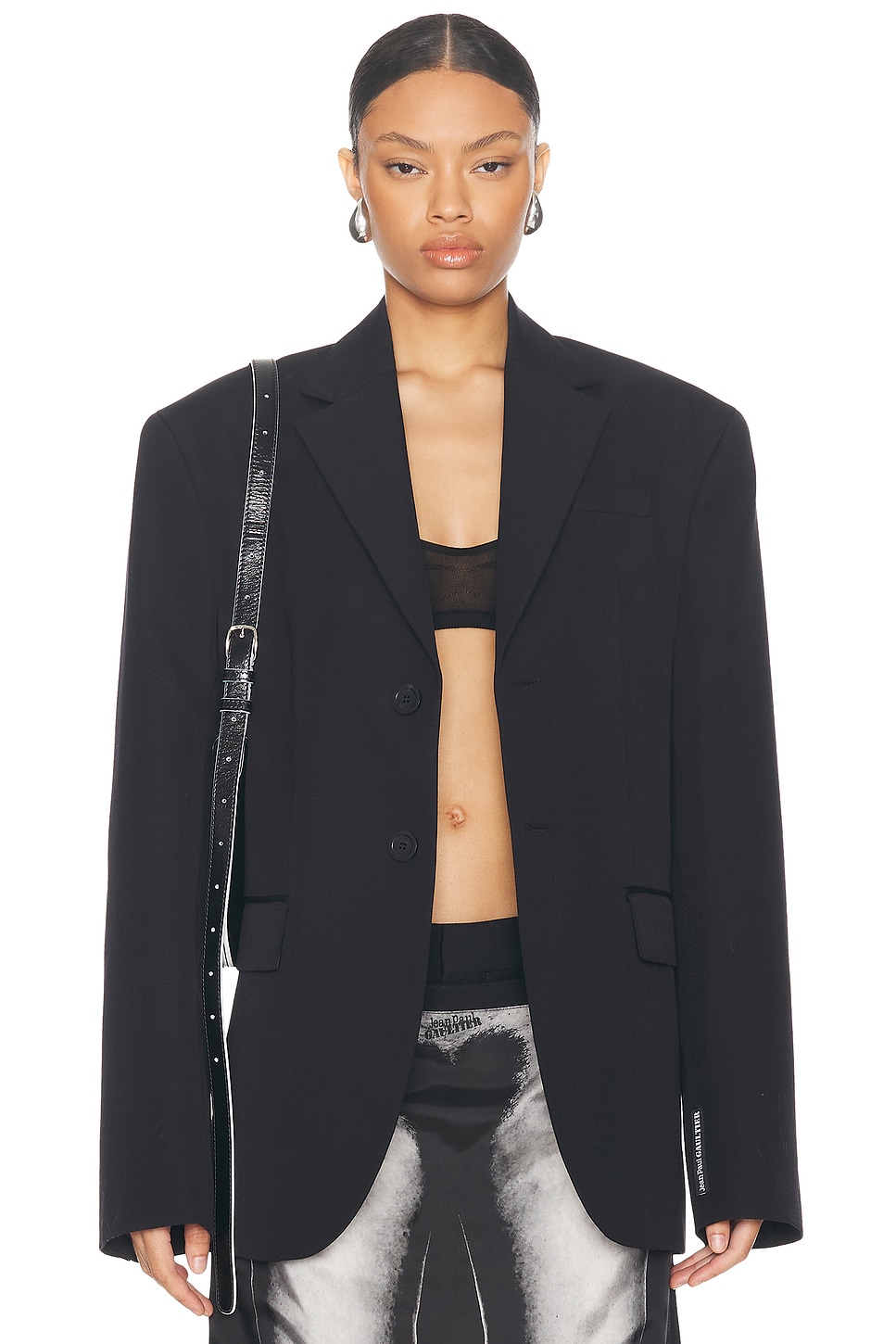 Image 1 of Jean Paul Gaultier Tailored Blazer With Body Mariniere Printed Lining in Black