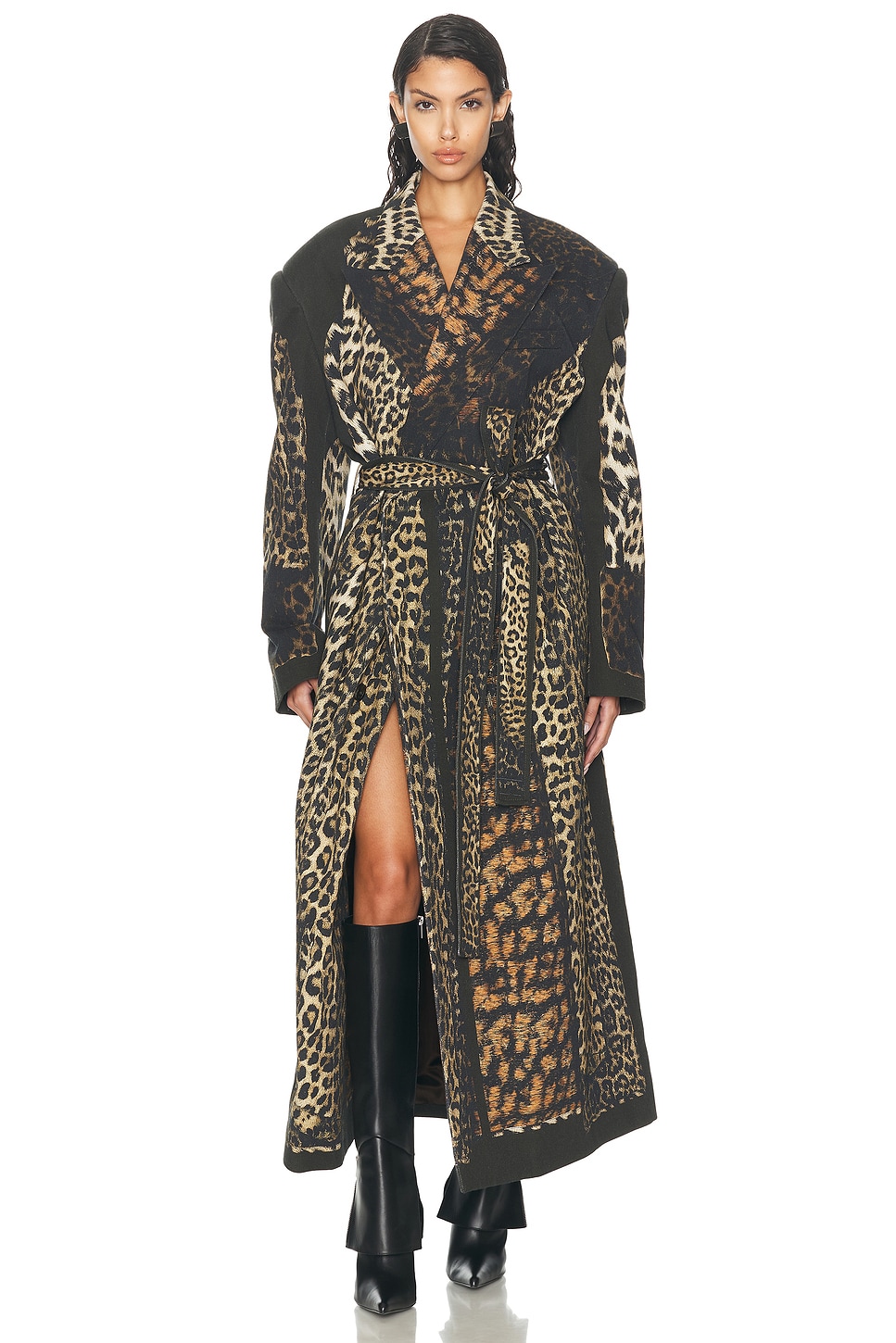 Image 1 of Jean Paul Gaultier Trompe L'oil Leopard Coat in Beige, Brown, Dark Brown, & Black