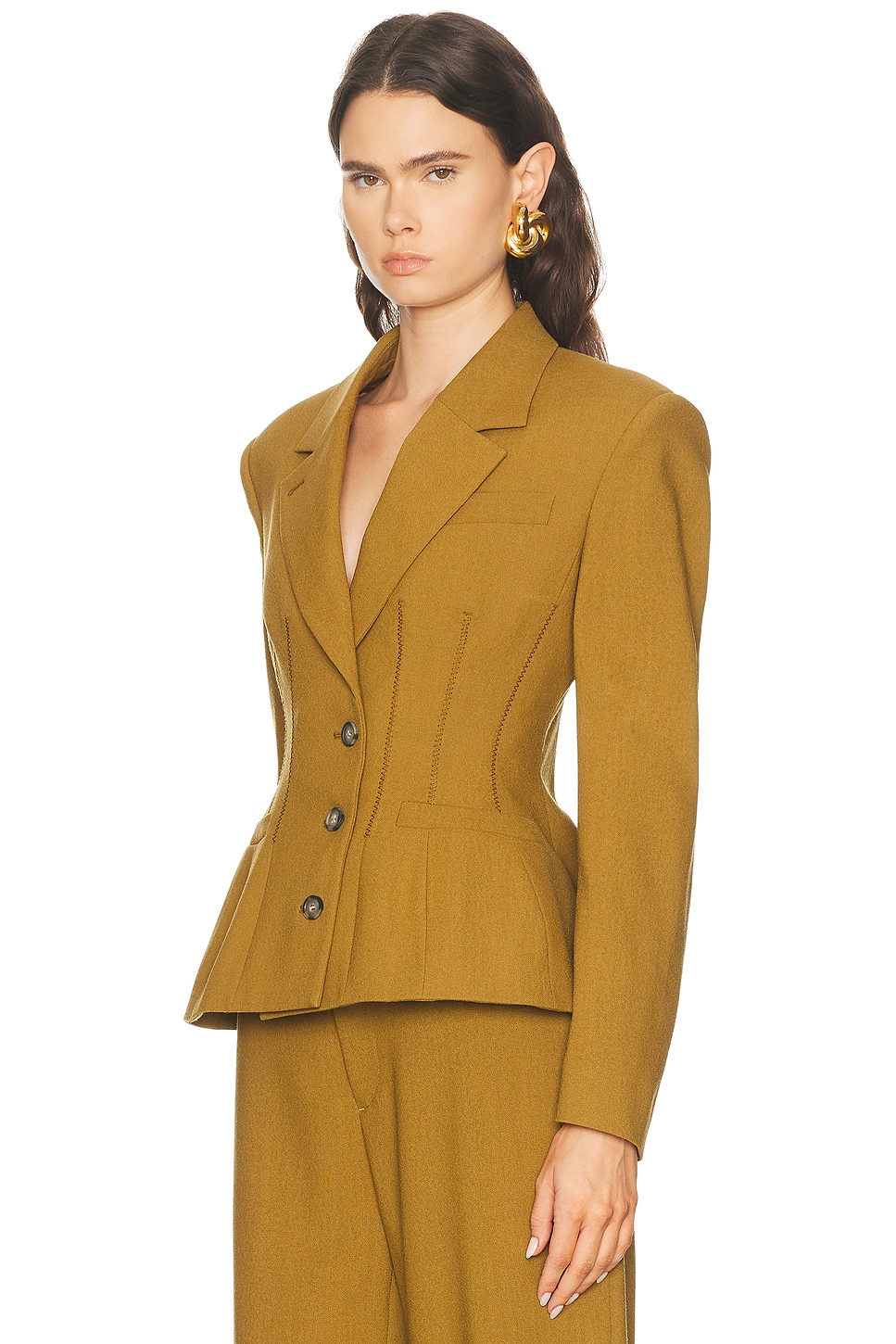 Jean Paul Gaultier Tailoring Wool Basque Jacket in Olive Green | FWRD
