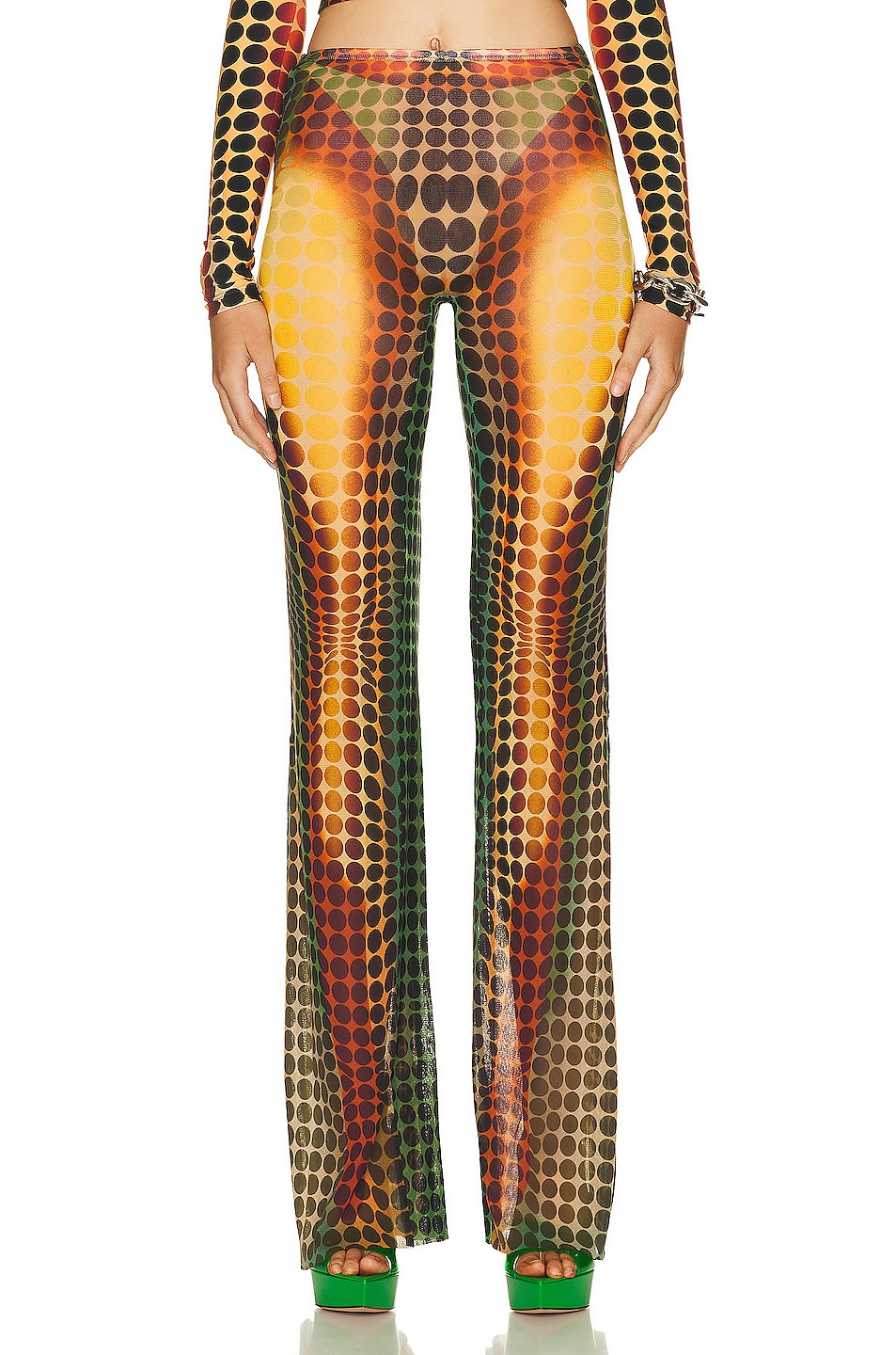 Image 1 of Jean Paul Gaultier Flare Trouser in Orange, Blue, & Brown