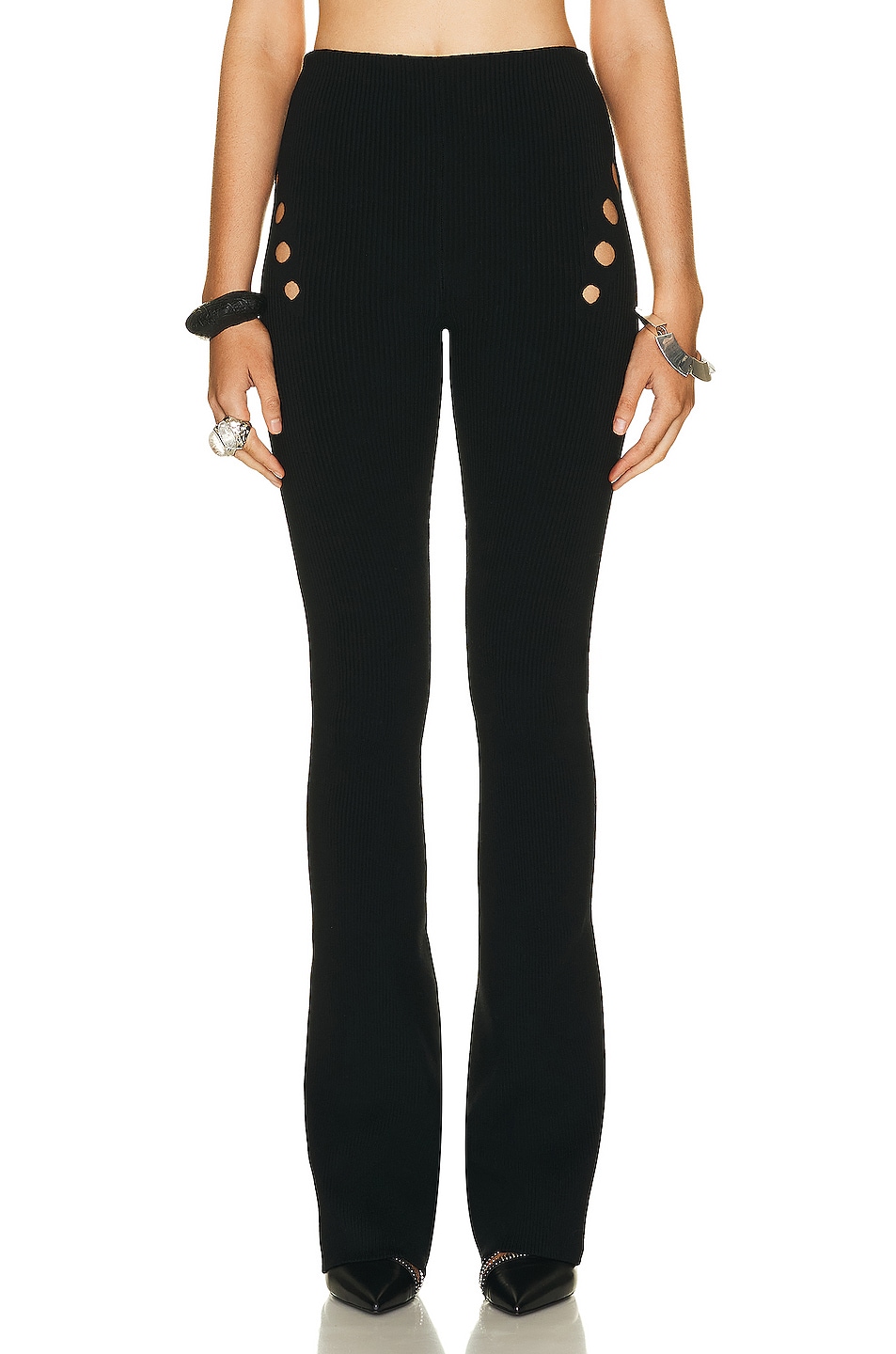 Image 1 of Jean Paul Gaultier Perforated Flare Trouser in Black