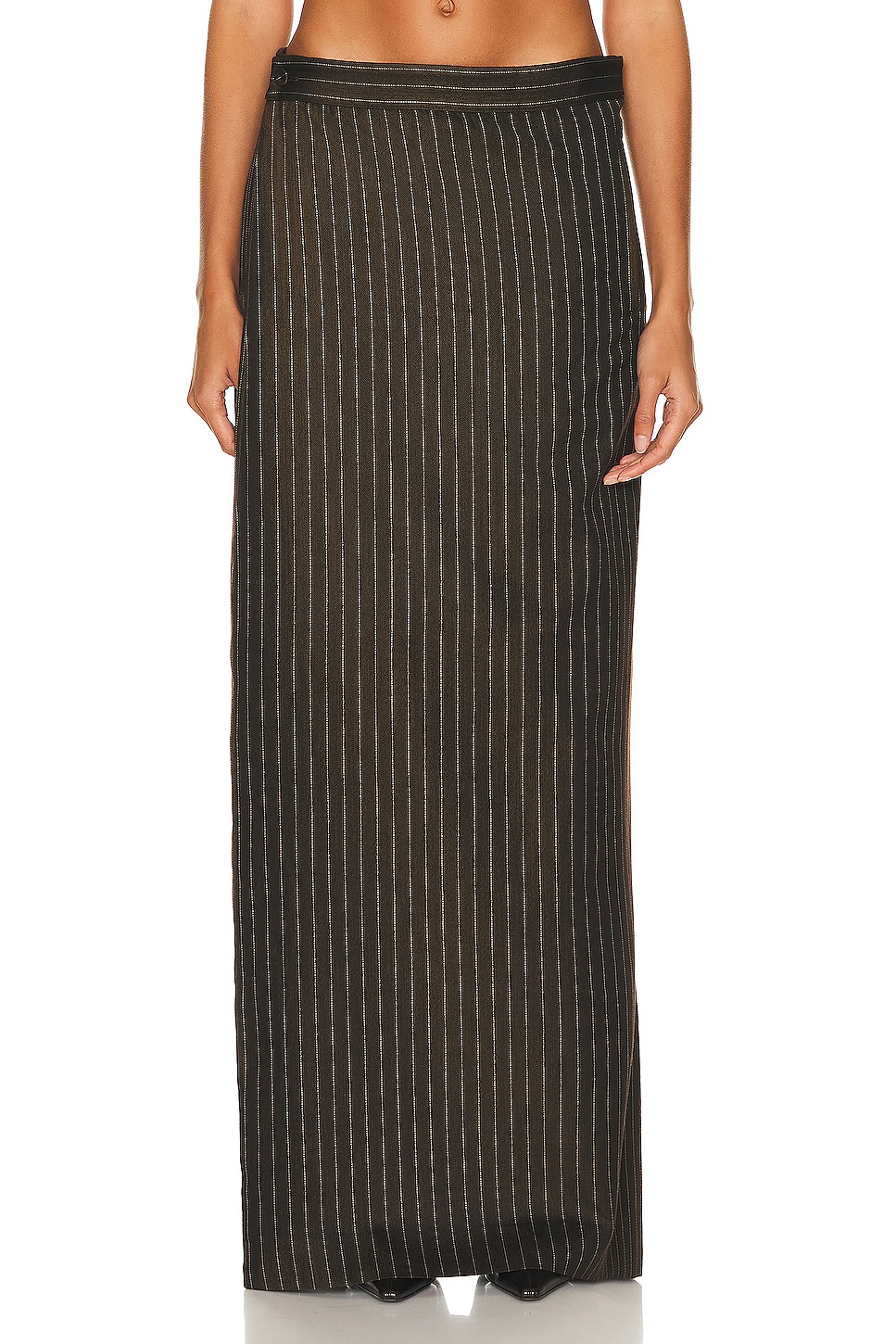 Image 1 of Jean Paul Gaultier Tennis Stripes Low Waist Trouser Skirt in Brown & Ecru
