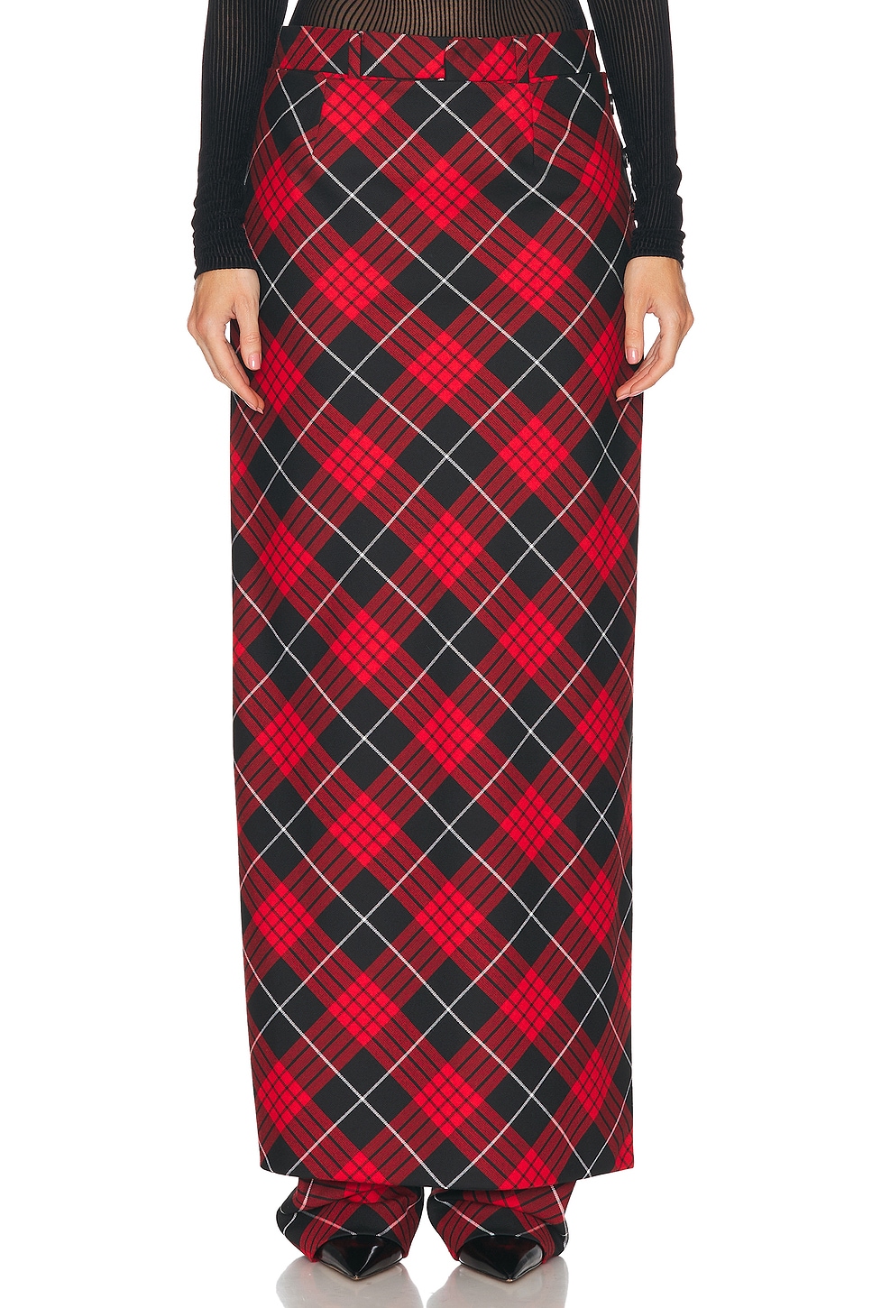 Tartan Pant Skirt in Black