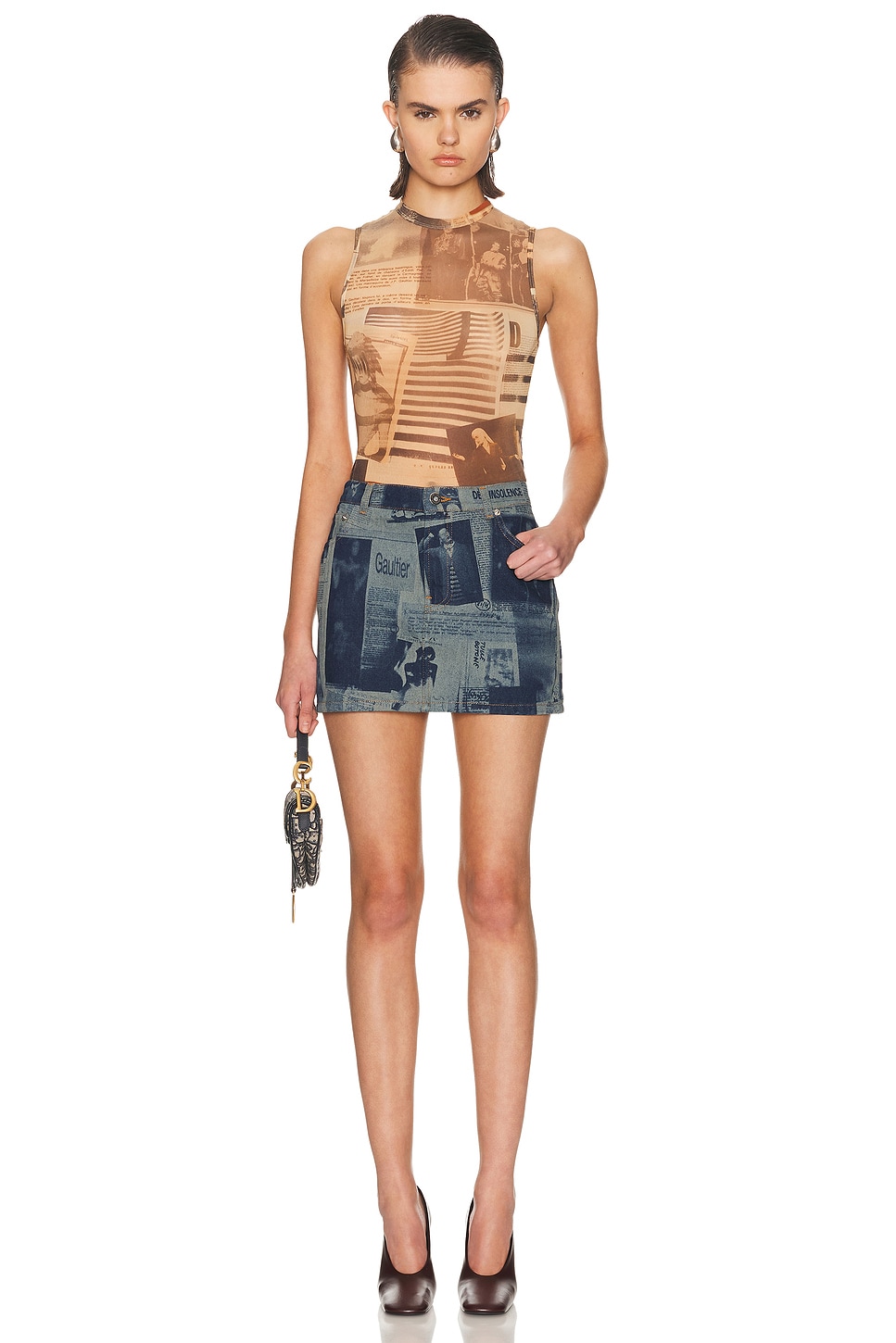 Jean Paul Gaultier Newspaper Print Mini Skirt