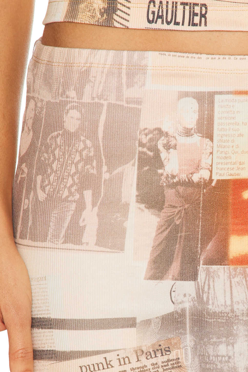 Jean Paul Gaultier Cotton Ribbed Printed Journal Mini Skirt thumbnail