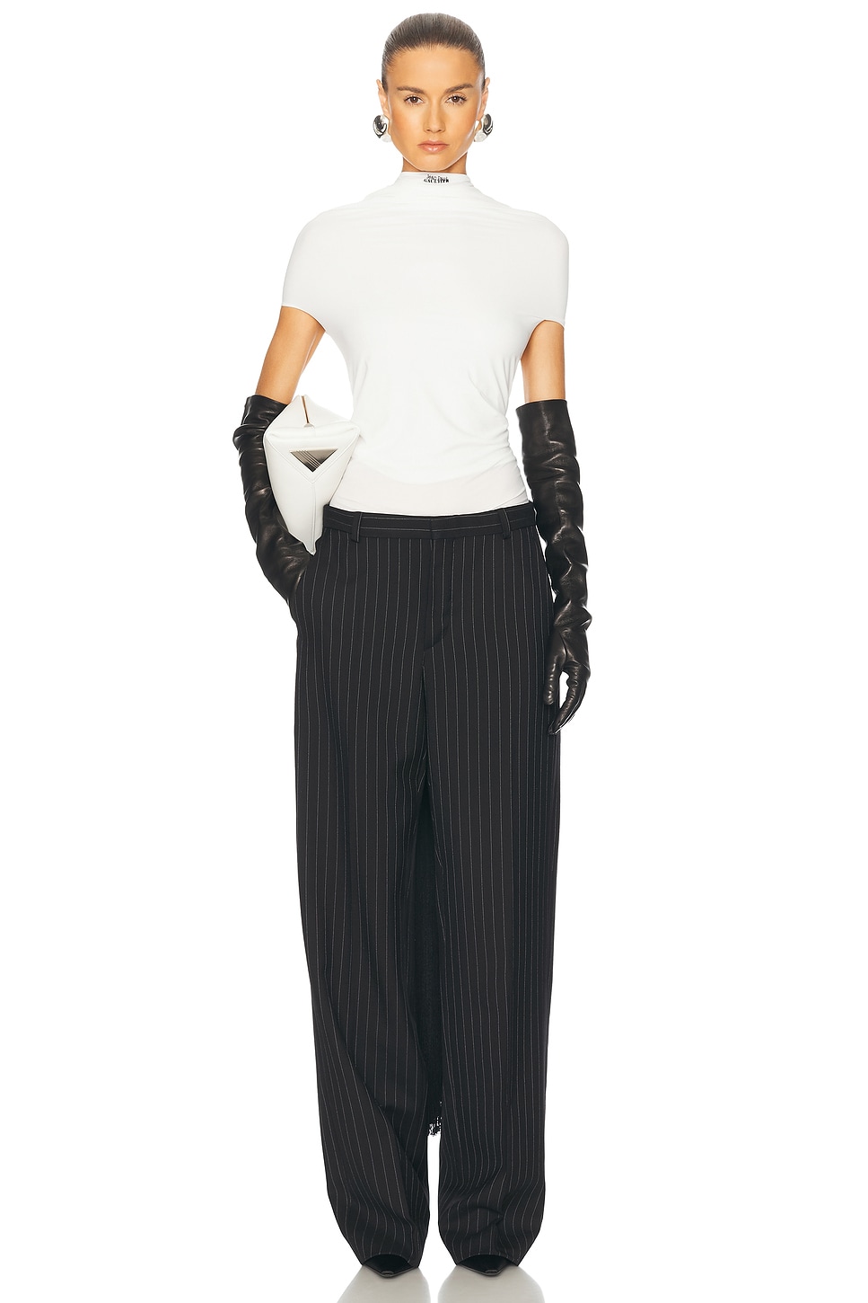 Jean Paul Gaultier Fringed Double Layer Top In White & Black
