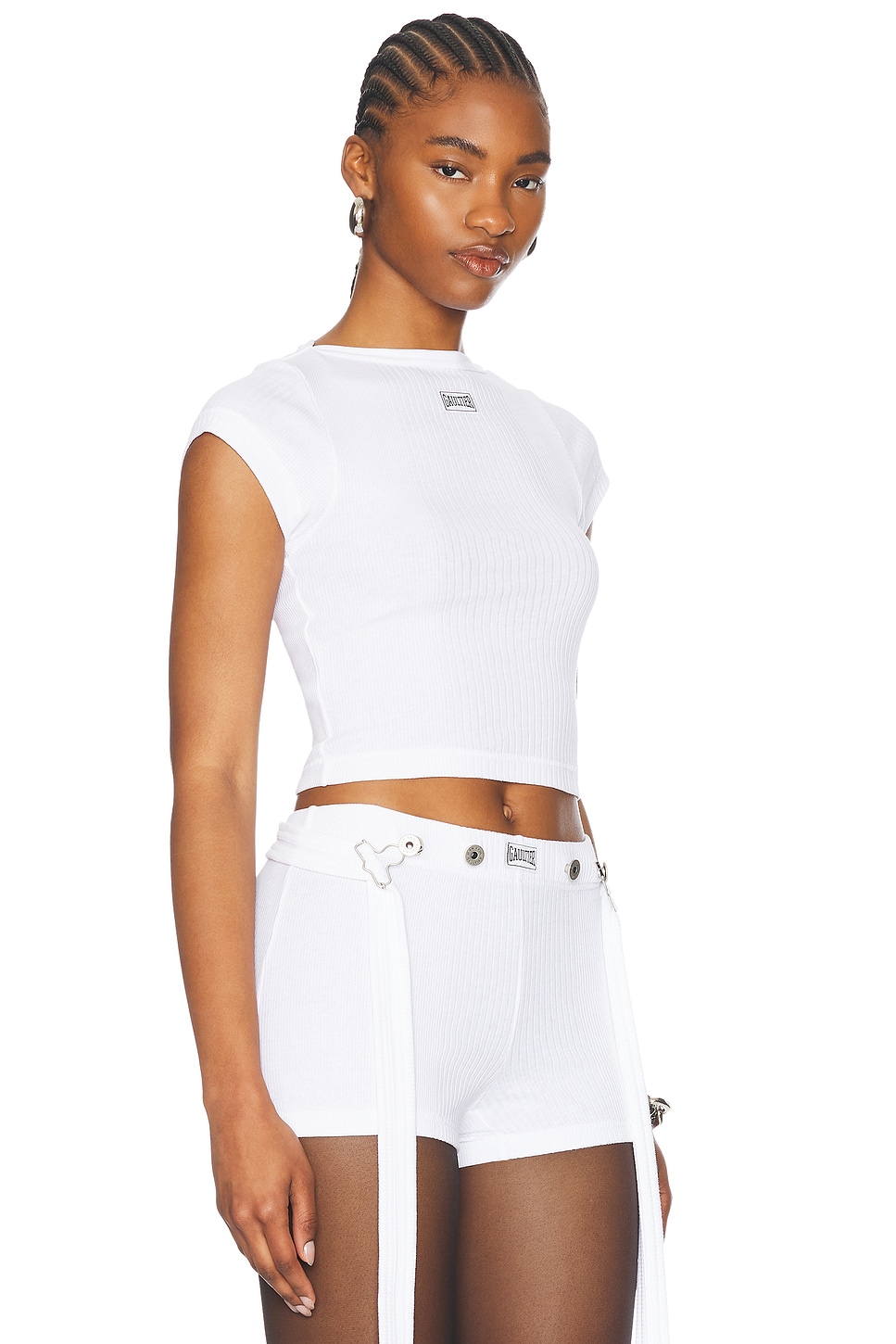 Shop Jean Paul Gaultier Cropped Baby Tee In White