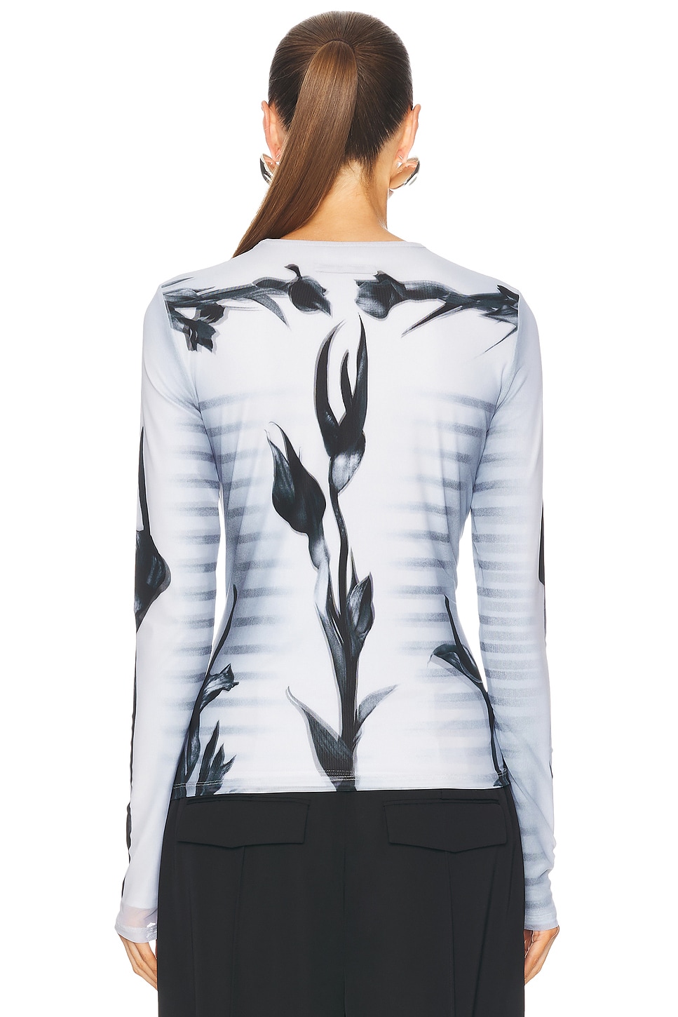 knee length dresses for ladies Jean Paul Gaultier Jersey Long Sleeves Dress in Body Morphing Flowers