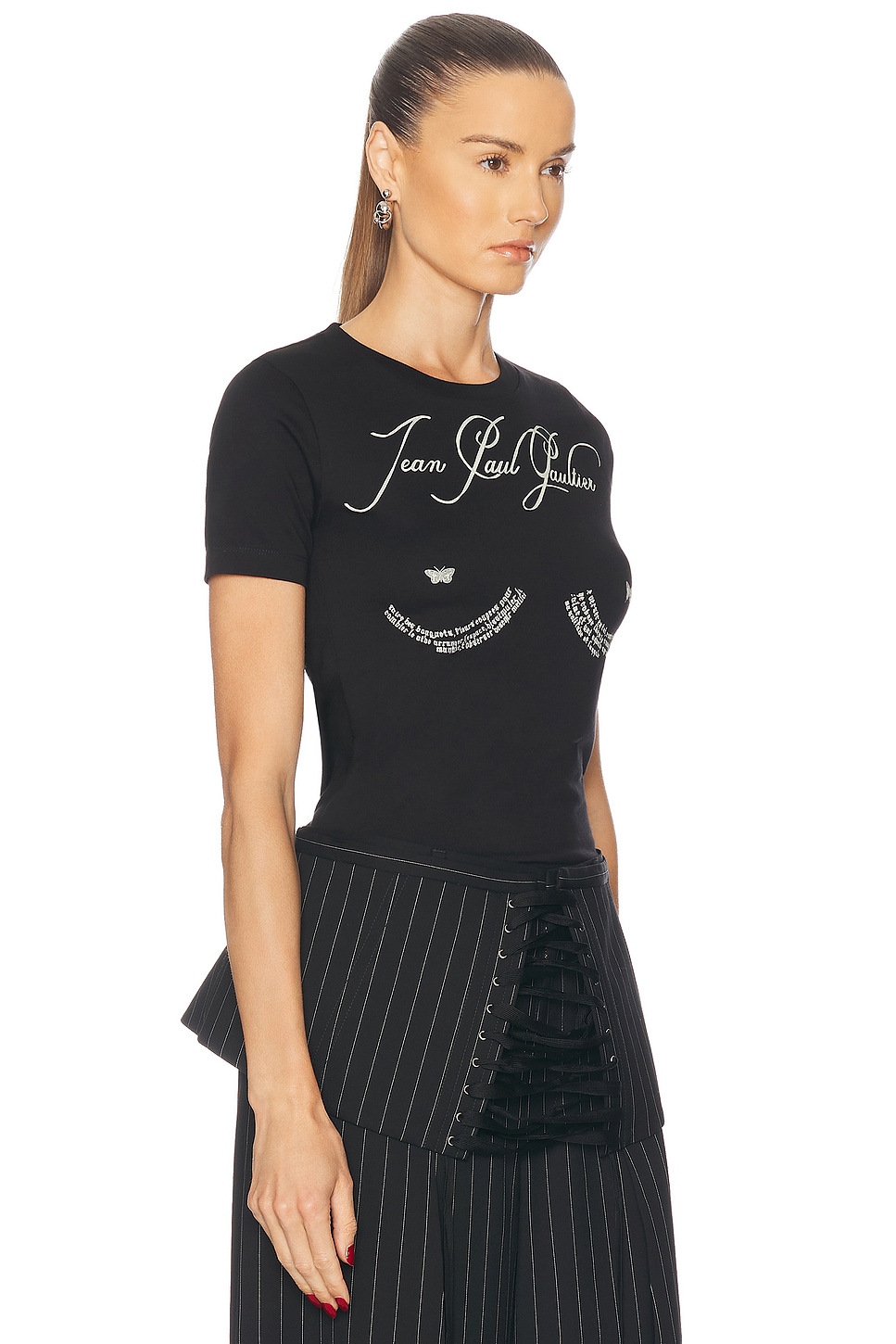 Shop Jean Paul Gaultier Tattoo Baby Tee In Black & Off White