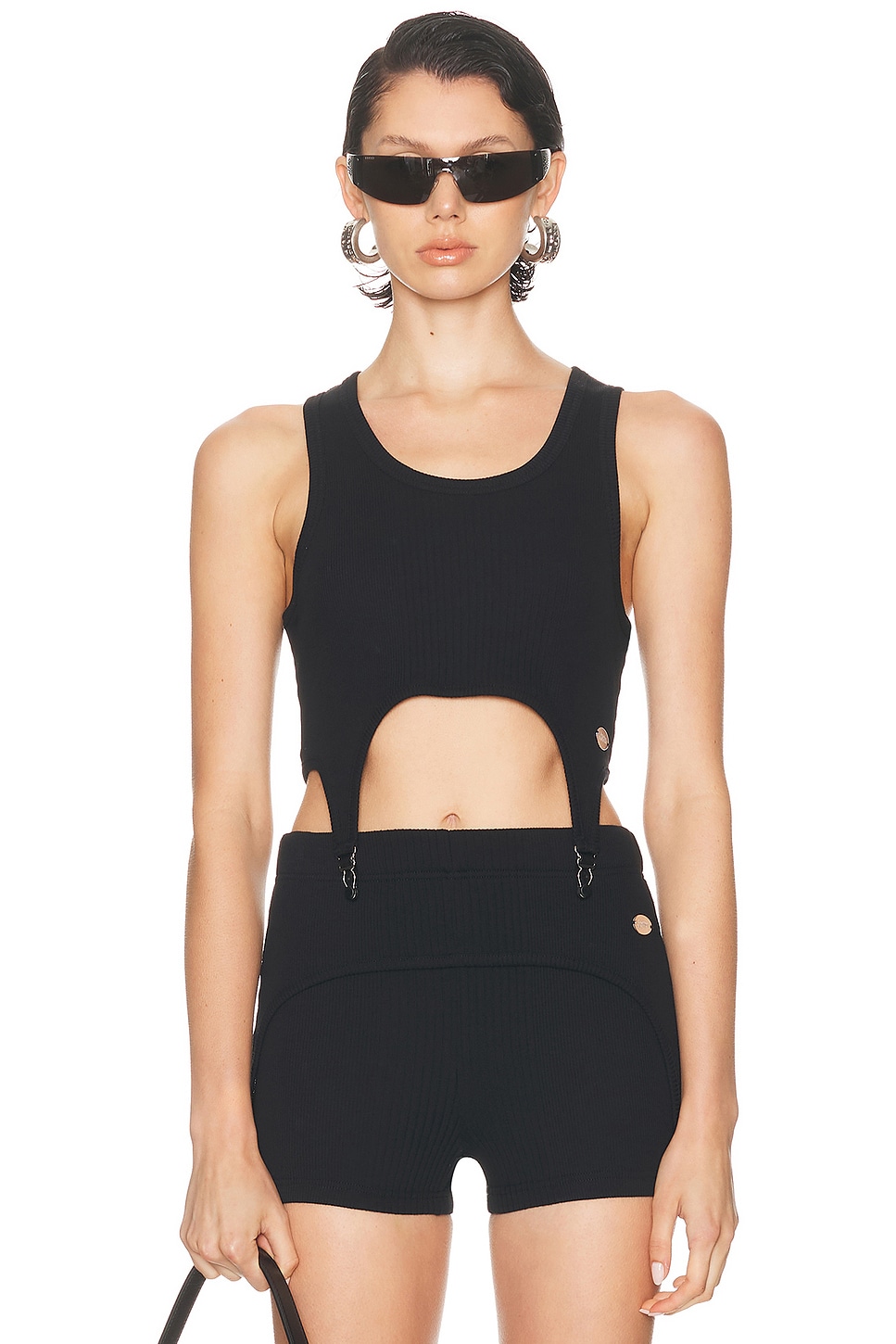 Image 1 of Jean Paul Gaultier Lingerie Garter Ribbed Bra Top in Black