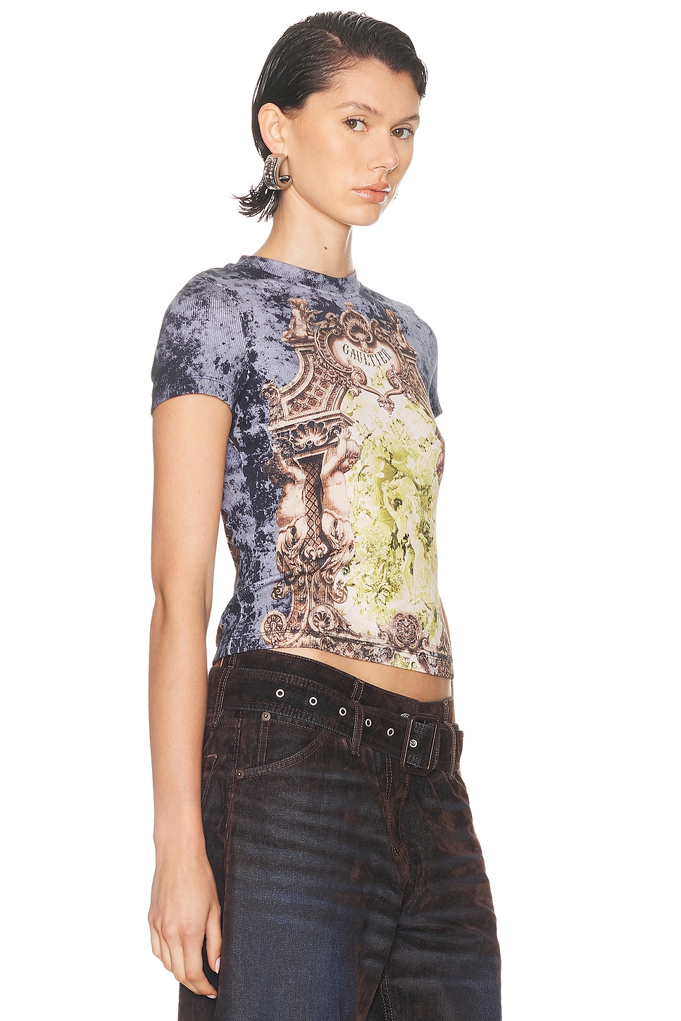 Jean Paul Gaultier Women Blurry Roses Medaillon Print T-shirt In Multi