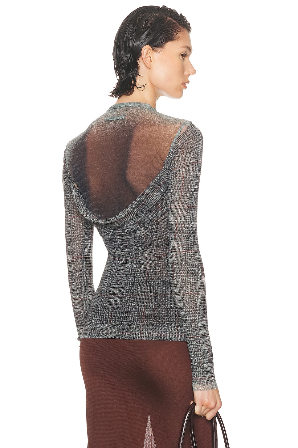 Jean Paul Gaultier Body Shadow And Prince Of Wales Top In Gray